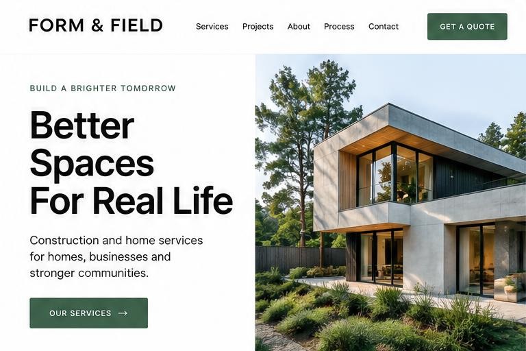 Form & Field — Construction & home services demo website concept